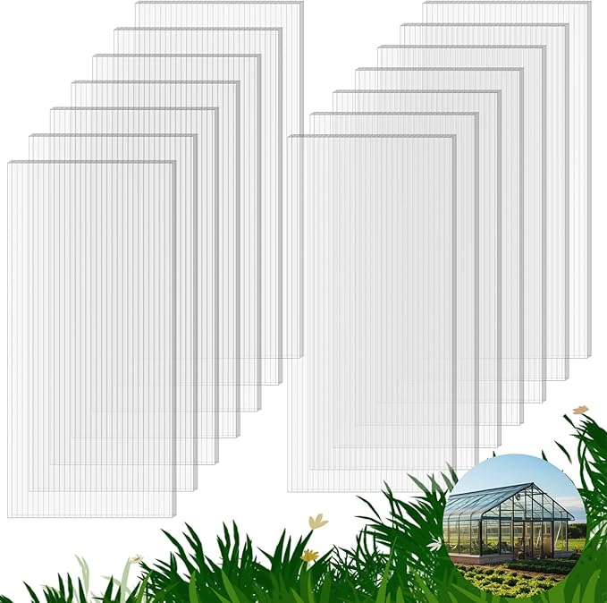14 Pack Polycarbonate Greenhouse Panels, Excellent Light Transmission & Weather
