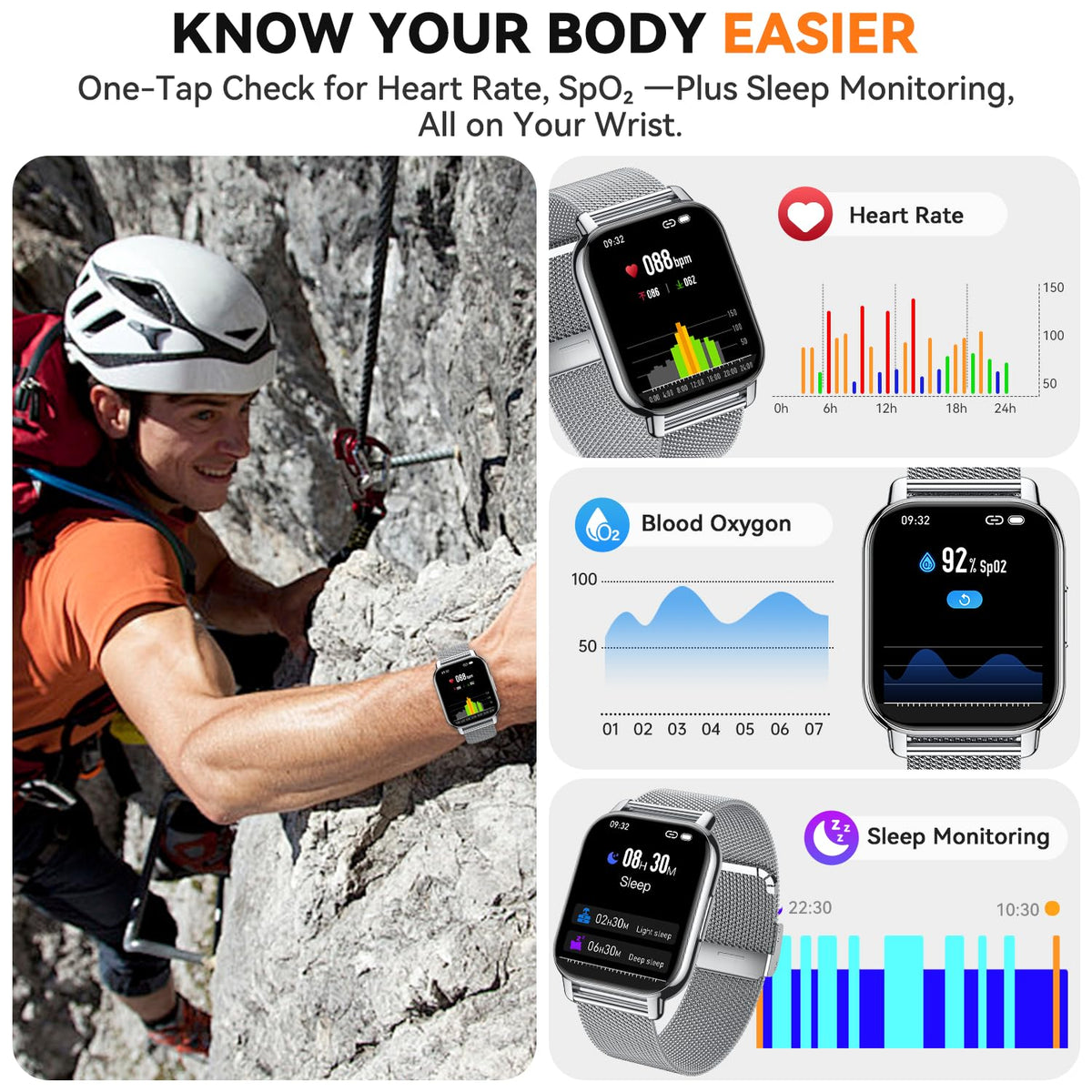 Smart Watch for Women(3 Bands), Smartwatch Fitness Tracker with Bluetooth Calls & AI Voice Control, 1.85’’ HD Screen, Heart Rate/SpO2 Monitor, Sleep Tracker, Compatible with Android iOS (Silver)