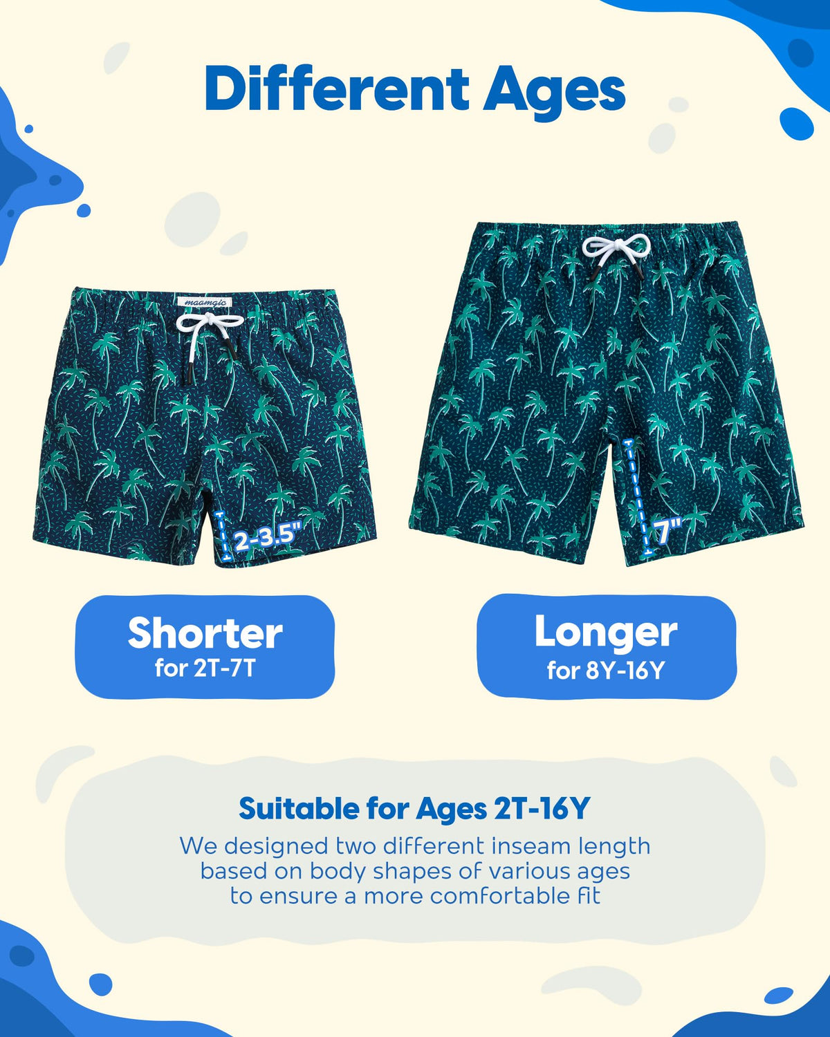 maamgic Boys Swim Trunks Toddler Swim Shorts Little Boys Bathing Suit Swimsuit Toddler Boy Swimwear,Tree-Navy Blue,5 T