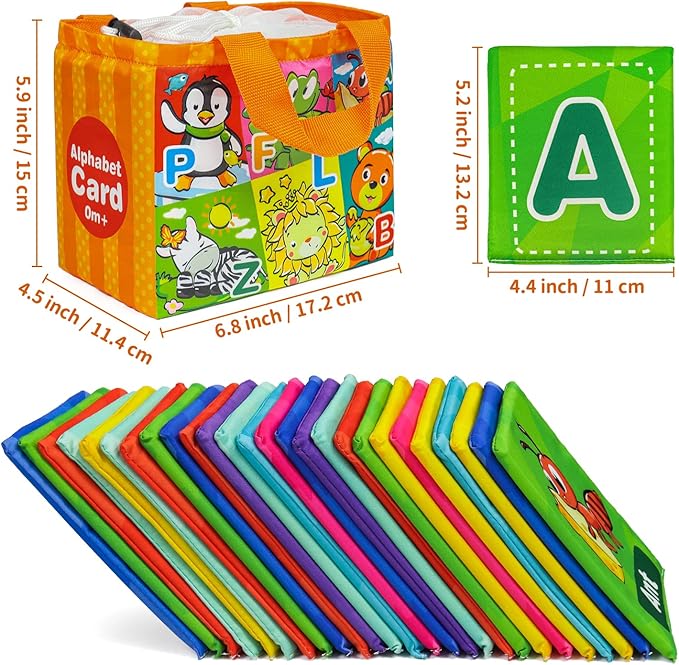 Dr.Rapeti Soft Alphabet Cards, 26pcs ABC Alphabet, 26 Letters Flash Cards with Storage Bag Washable Non-Toxic, Early Learning Toy, Baby Bath Toy for Baby Infant Toddler Kids