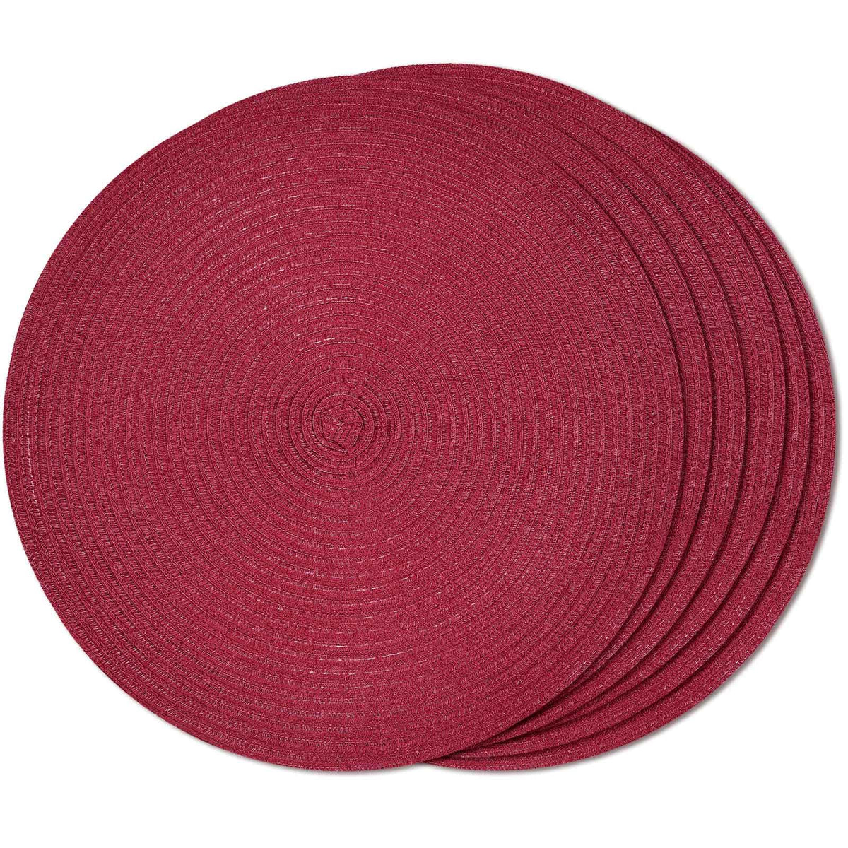 FunWheat Round Braided Placemats Set of 4 Place mats for Dining Tables Woven Heat Resistant Table Mats 15 inch (Wine,4pcs)