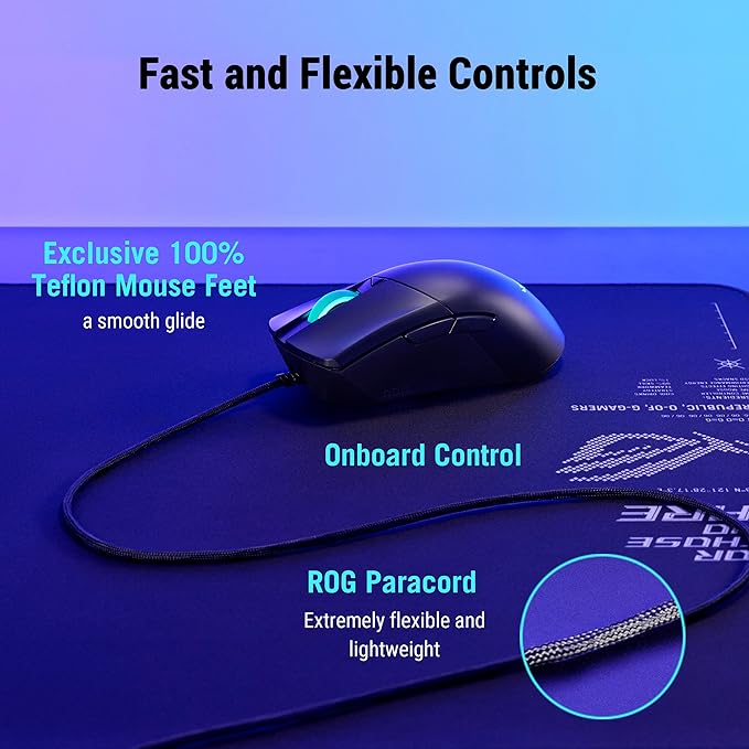 ASUS ROG Gladius III Core Wired Gaming Mouse – Right-Handed Ergonomic, 72g, 12K DPI, ROG Paracord, Push-Fit Switch Sockets/Hot-Swappable Switches, Gear Link Web-Based Configuration, PC/Mac Support