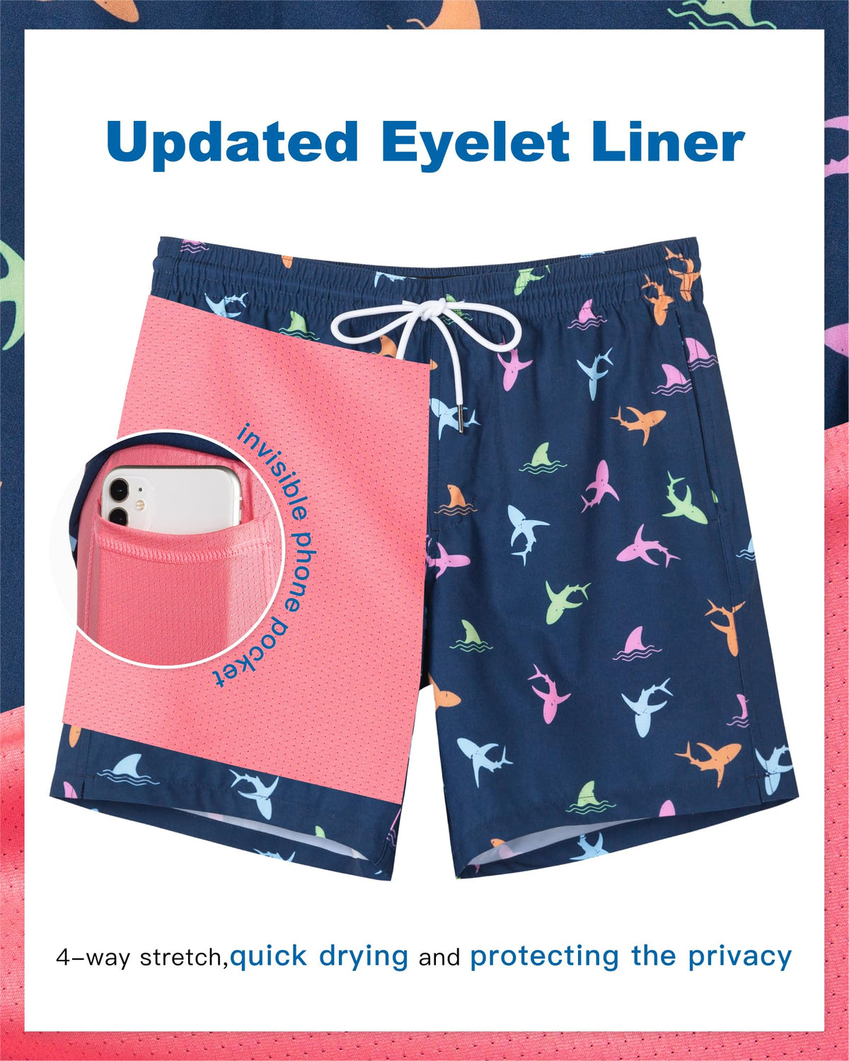 SURF CUZ Mens Swim Trunks with Compression Liner Quick Dry Swim Shorts 7" Swimming Trunks Stretch Bathing Suit 7 Inch,Neon Palms,L