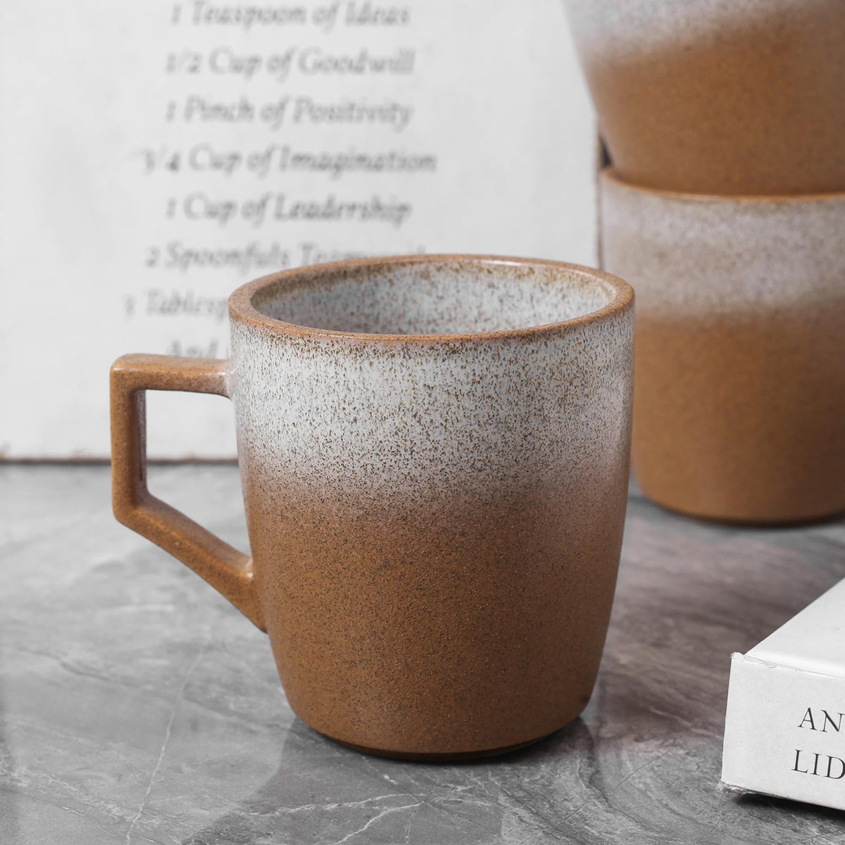 Stone Lain Vince Rustic Stoneware Reactive Glaze Dinnerware Set, Service for 4, Brown, 16 Piece