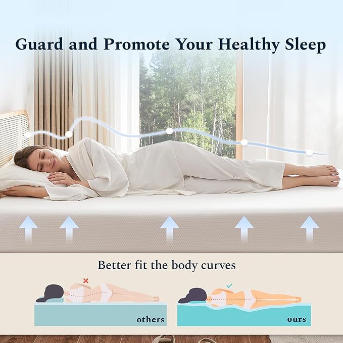 Queen Mattress, 6 Inch Memory Foam Mattress in a Box, Fiberglass Free Queen Size Mattresses for Pressure & Pain Relief, Soft and Comfortable