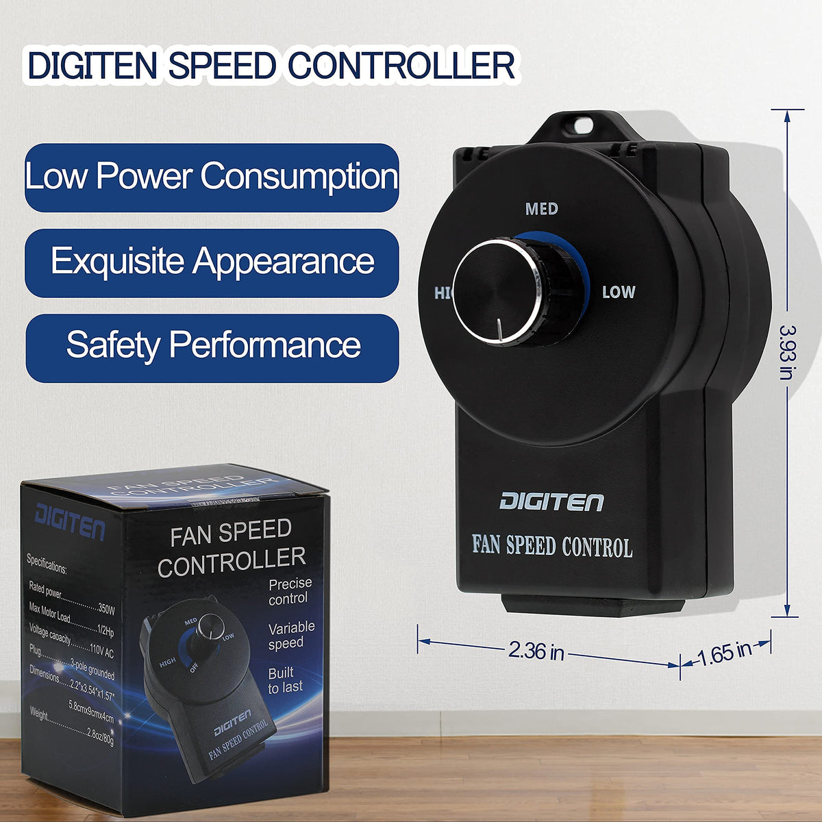 DIGITEN Variable Speed Controller - Exhaust Fan Speed Adjuster for Duct Inline Fan