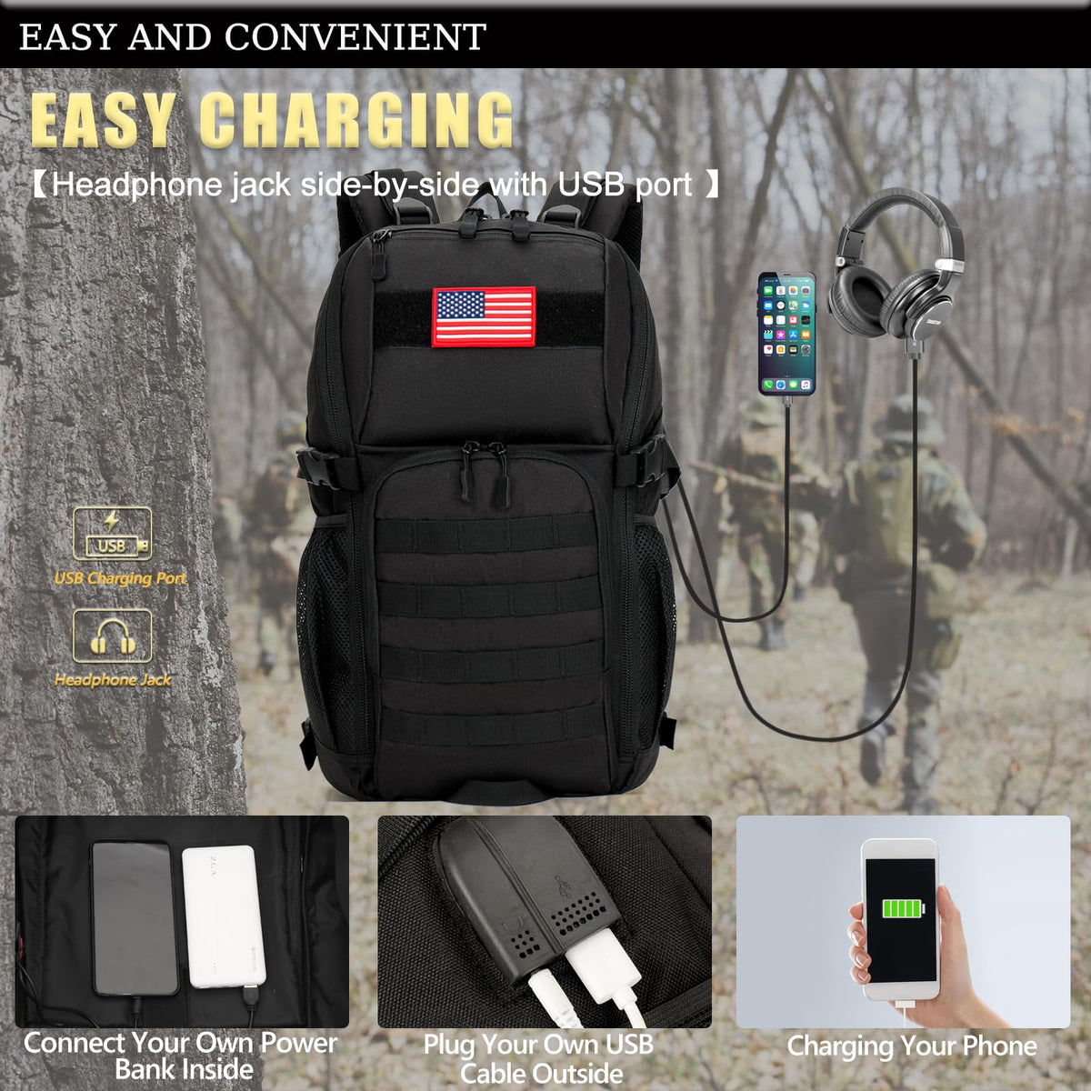 outdoor plus Camo Backpack, Military Boys, 30L