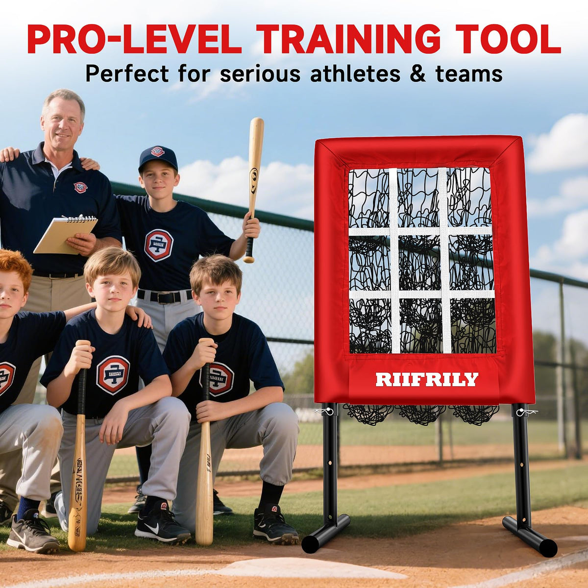 Heavy-Duty 9 Hole Baseball Pitching Net with Pitching Target Pockets, Regulation Size Strike Zone, Portable Adjustable Height Pitcher Training Equipment for Baseball/Softball Practice