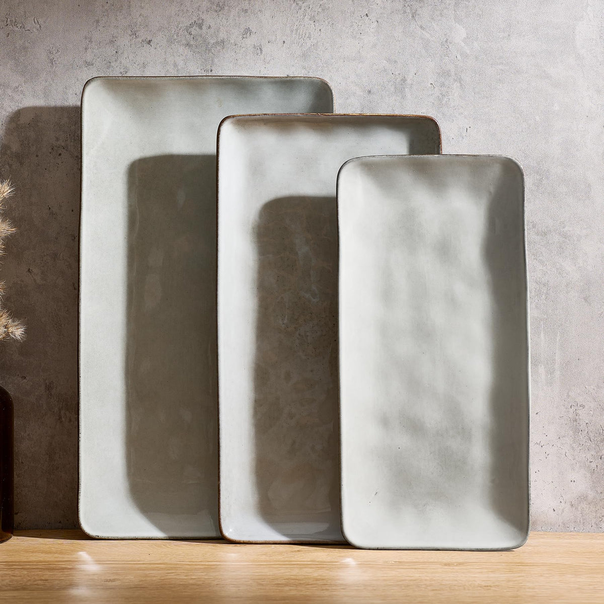 Famiware Serving Platters Set of 3 Sizes - Rectangular, Cappuccino White