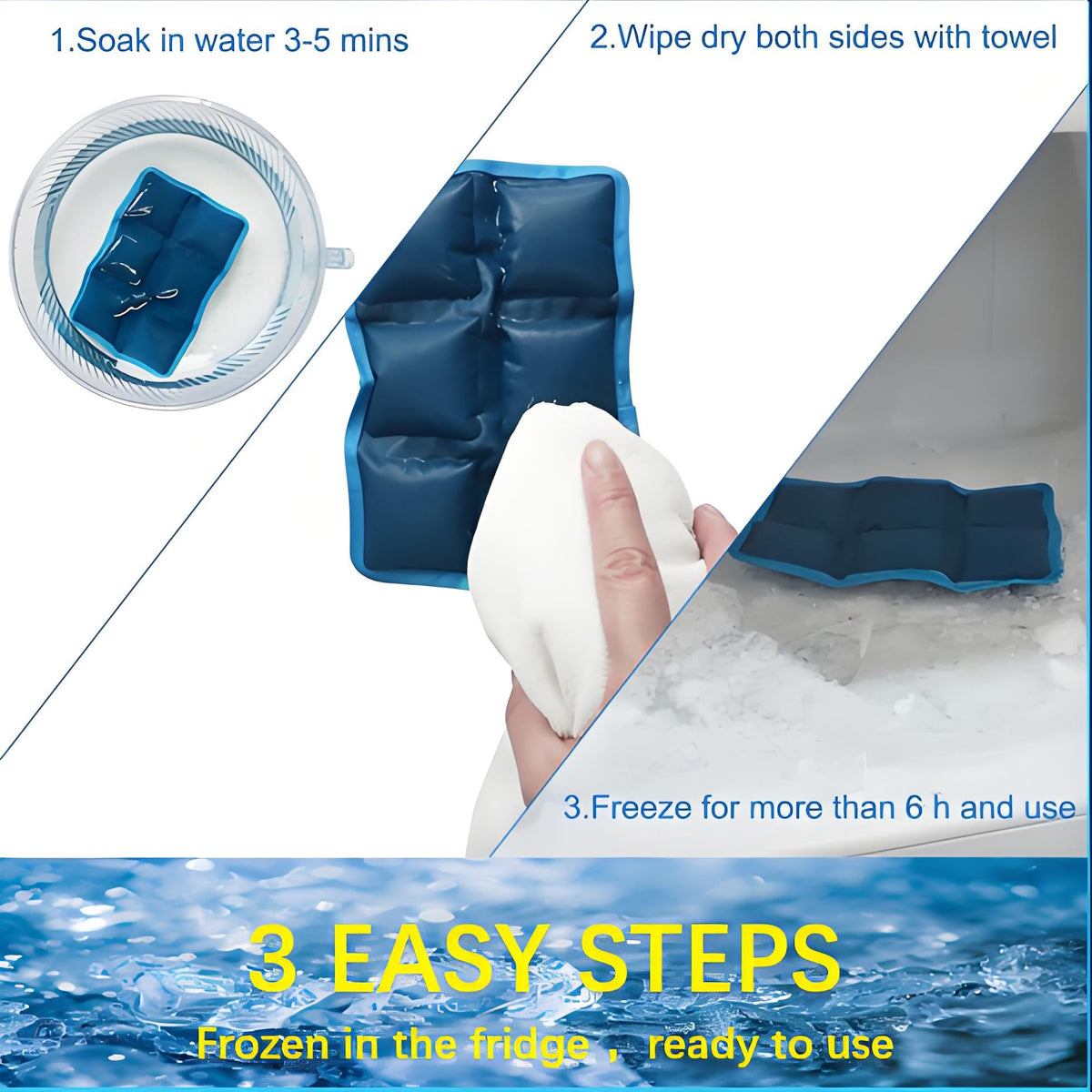 4pcs Ice Packs for Lunch Boxes & Coolers - Slim Reusable Water Absorption Lunch Box Ice Packs for Food Freshness(6”x4”x0.7”) - Non-Toxic Freezer Packs for Bento Boxes Picnic, School, Office & Camping