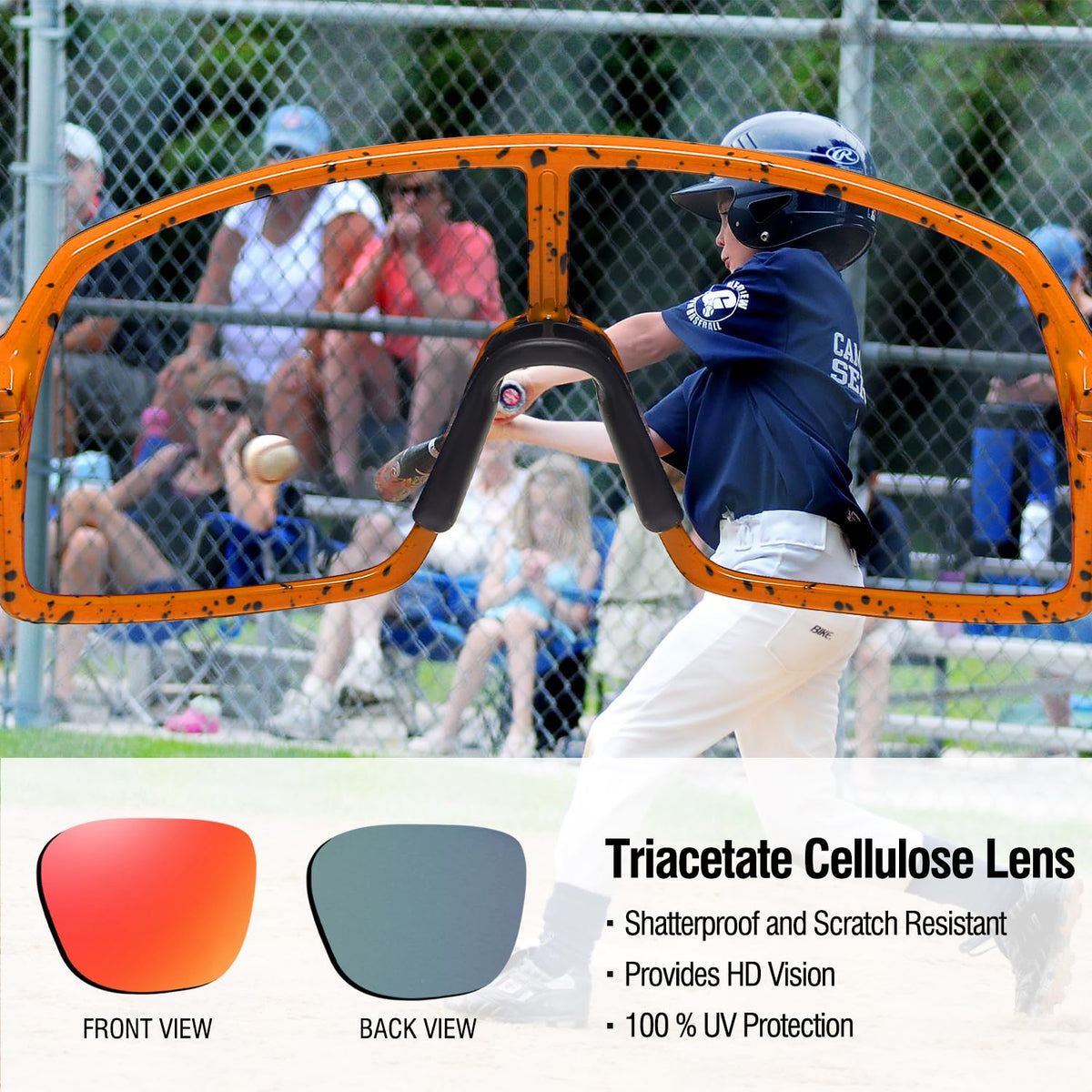 DUCO DK320 Kids Baseball Sunglasses 6-12, 100% UV400 Protection