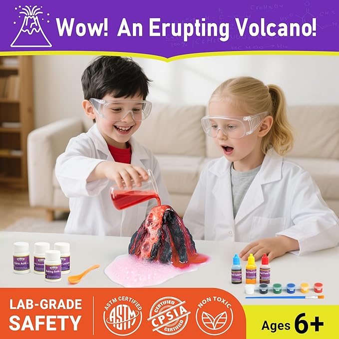 BenBen Science Kits for Kids Age 9-12, 155 Experiments Educational Toy, STEM Toys for 6 7 8 Year Old Boys Girls Birthday Gift, Volcano Science Kit, Chemistry Set for Homeschooling