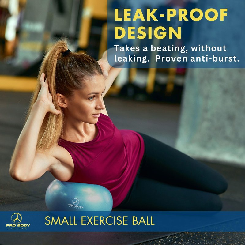 ProBody Pilates Small Exercise Ball - 9 Inch Workout Ball for Stability, Barre, Yoga, Core & Physical Therapy, Home Gym & Office Use (Teal)