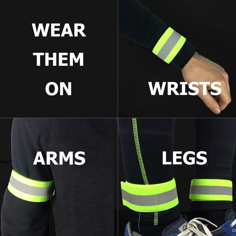 HiVisible Reflective Bands for Night Walking & Running - Ankle & Wrist Bands for Cycling & Running Gear