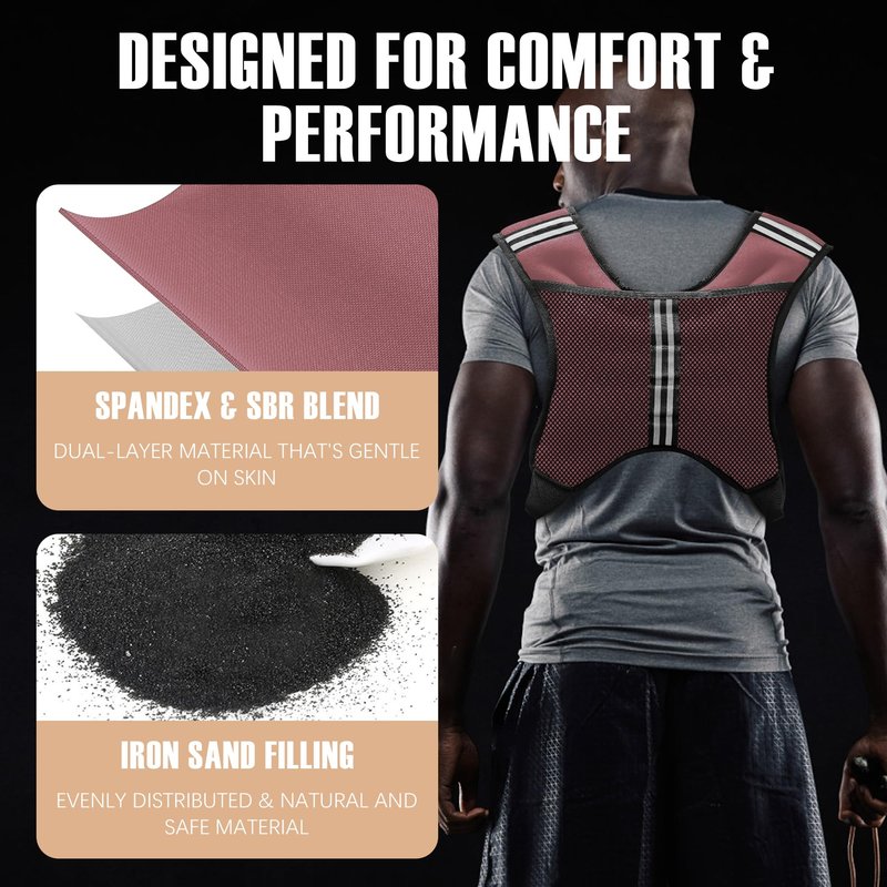 NATURELUX Weighted Vest with Reflective Stripe and Adjustable Buckle Straps, Sand Brown, 10 lbs