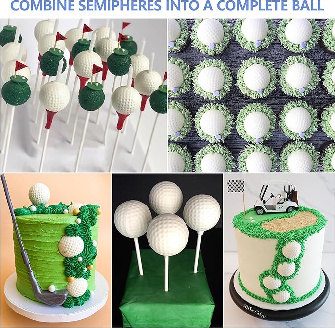 Sidosir Large Golf Ball Chocolate Silicone Molds for Cake Decorations,9-Cavity 3D Golf Ball for Ice, Hot Chocolate Bomb