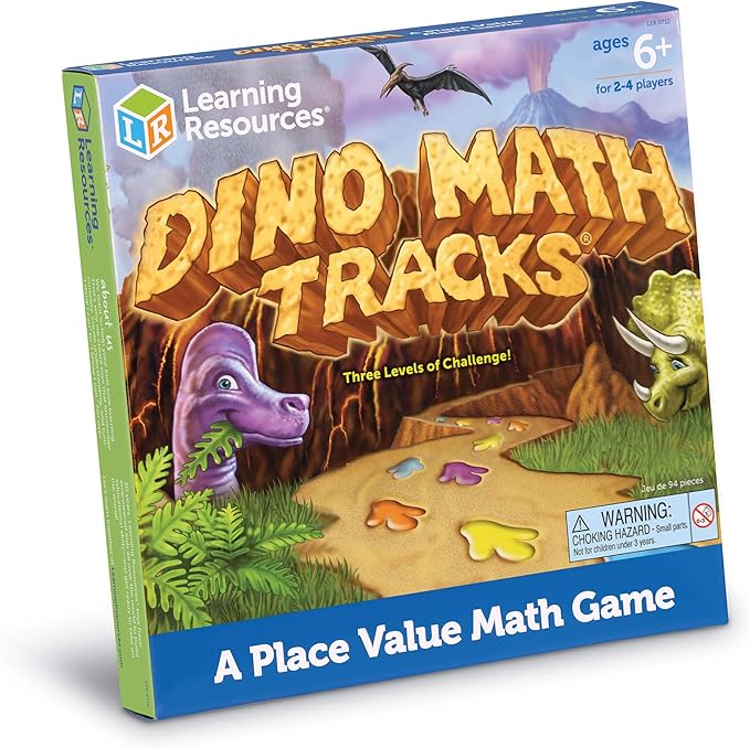 Learning Resources Dino Math Tracks Game – Math Manipulatives, Montessori Board Game, Addition and Subtraction, Counting Literacy Toys, STEM for Kids, Critical Thinking, Gifts for Boys and Girls
