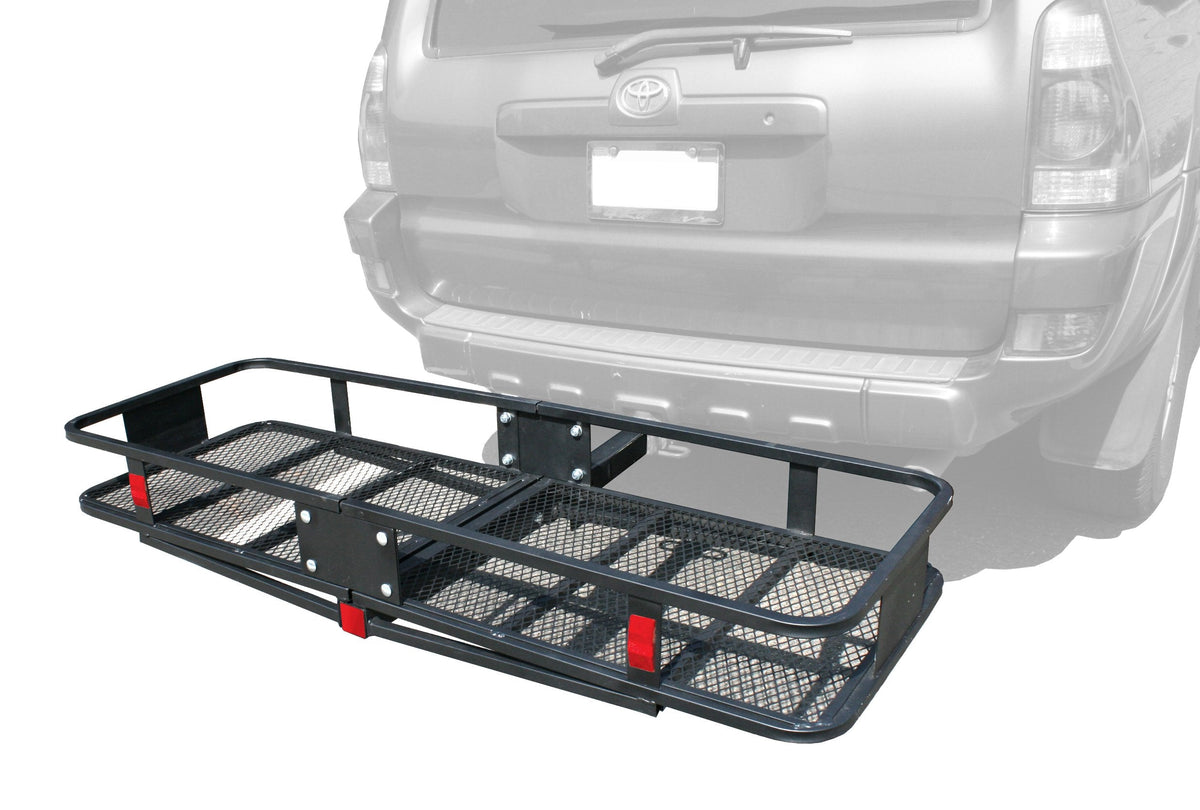 MaxxHaul 70103 500 lb. Capacity Steel Hitch Mount Folding Cargo Carrier Mesh Basket Fits 2 inch Hitch Receiver 60 x 21 x 6.5 in For Car SUV Pickup Truck Van Camping Traveling