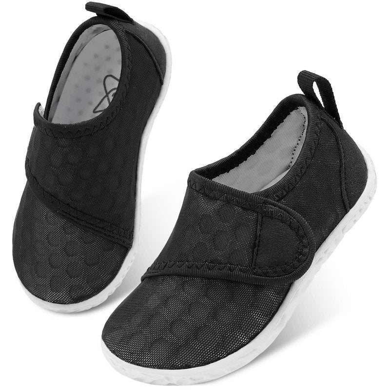 LeIsfIt Toddler Water Shoes Boys Girls Barefoot Aqua Socks Kids Breathable Quick-Dry Swim Shoes for Beach Pool Surf, Black, 7 Toddler