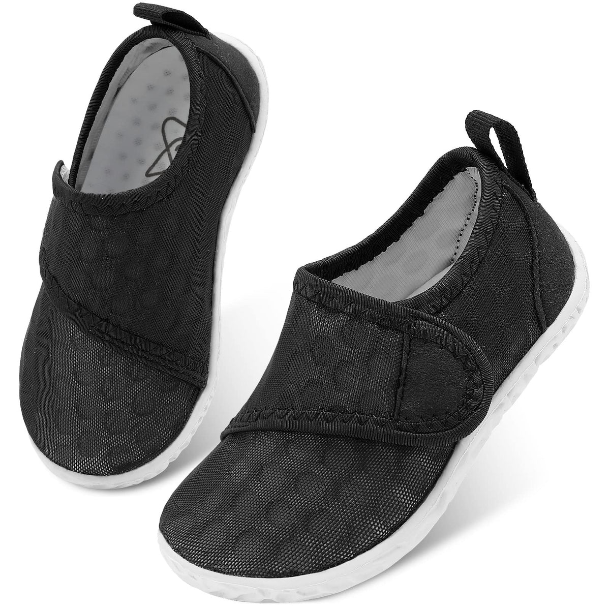 LeIsfIt Kids Water Shoes Toddler Girls Boys Swim Shoes Outdoor Quick-Dry Breathable Aqua Socks for Beach Pool Surf, Black, 1 Big Kid