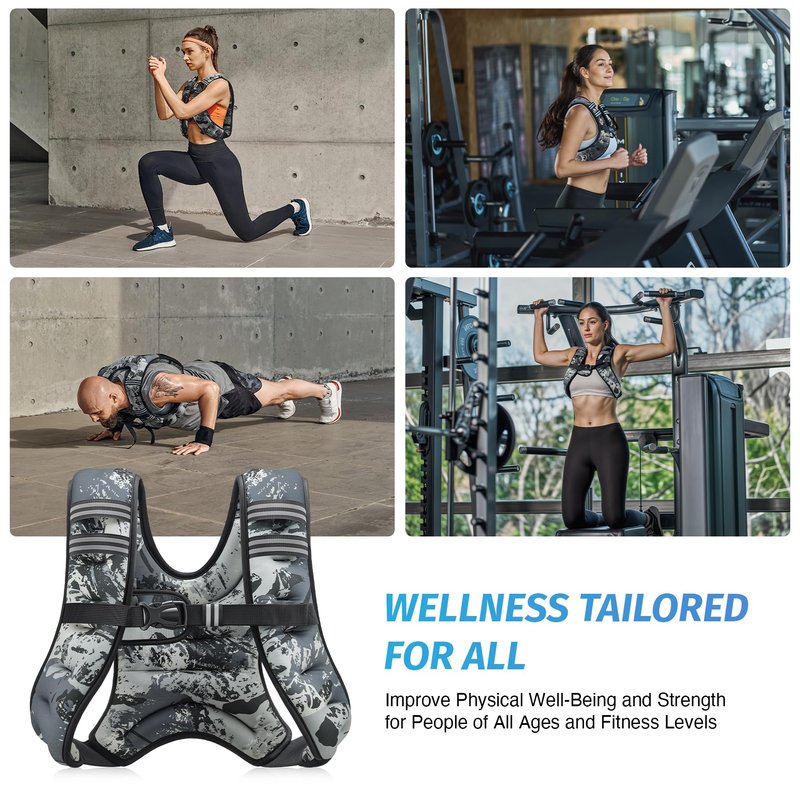 ZELUS Weighted Vest, 6lb/8lb/12lb/16lb/20lb/25lb/30lb Weight Vest for Men Women with Storage Pocket & Reflective Strips for Workout Strength Training Running Muscle Building, Urban Gray Camo (6 lb)