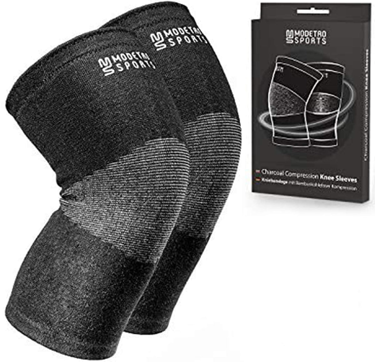 Modetro Sports Knee Compression Sleeve - Knee Support Compression Sleeve Brace for Men Women - Knee Brace for Runner Weight Lifting Knee Sleeve