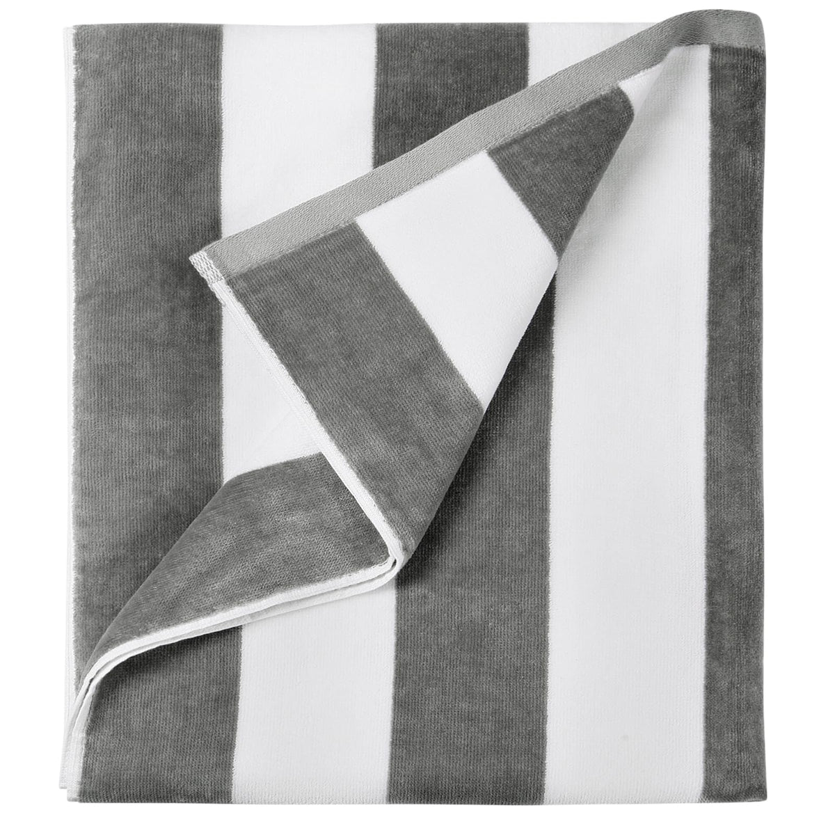 LULUHOME Large Oversized Beach Towel - Big Cotton 36 x 70 Inch Striped Pool Towel, Large Cabana Soft Swimming Towel for Adult Men Women,Grey