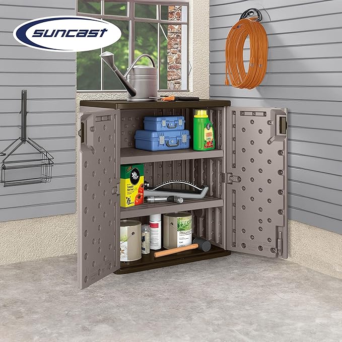 Suncast 36" Resin Base Garage Storage Cabinet, Platinum, Made in the USA