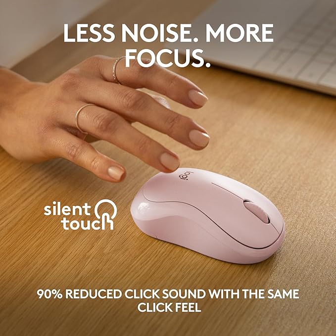 Logitech M240 Silent Bluetooth Mouse, Wireless, Compact, Portable, Smooth Tracking, 18-Month Battery, for Windows, macOS, ChromeOS, Compatible with PC, Mac, Laptop, Tablets - Rose