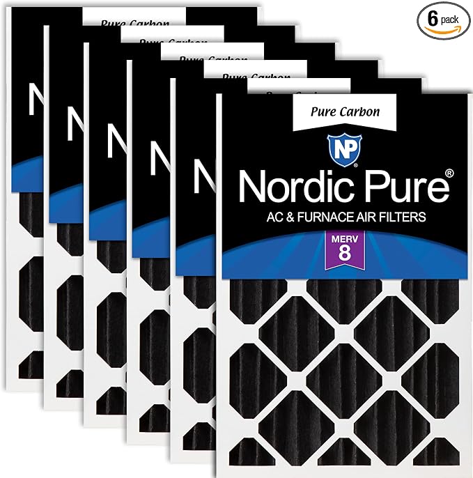 Nordic Pure 20x20x4 Pure Carbon Pleated Odor Reduction Merv 8 Furnace Filters 6