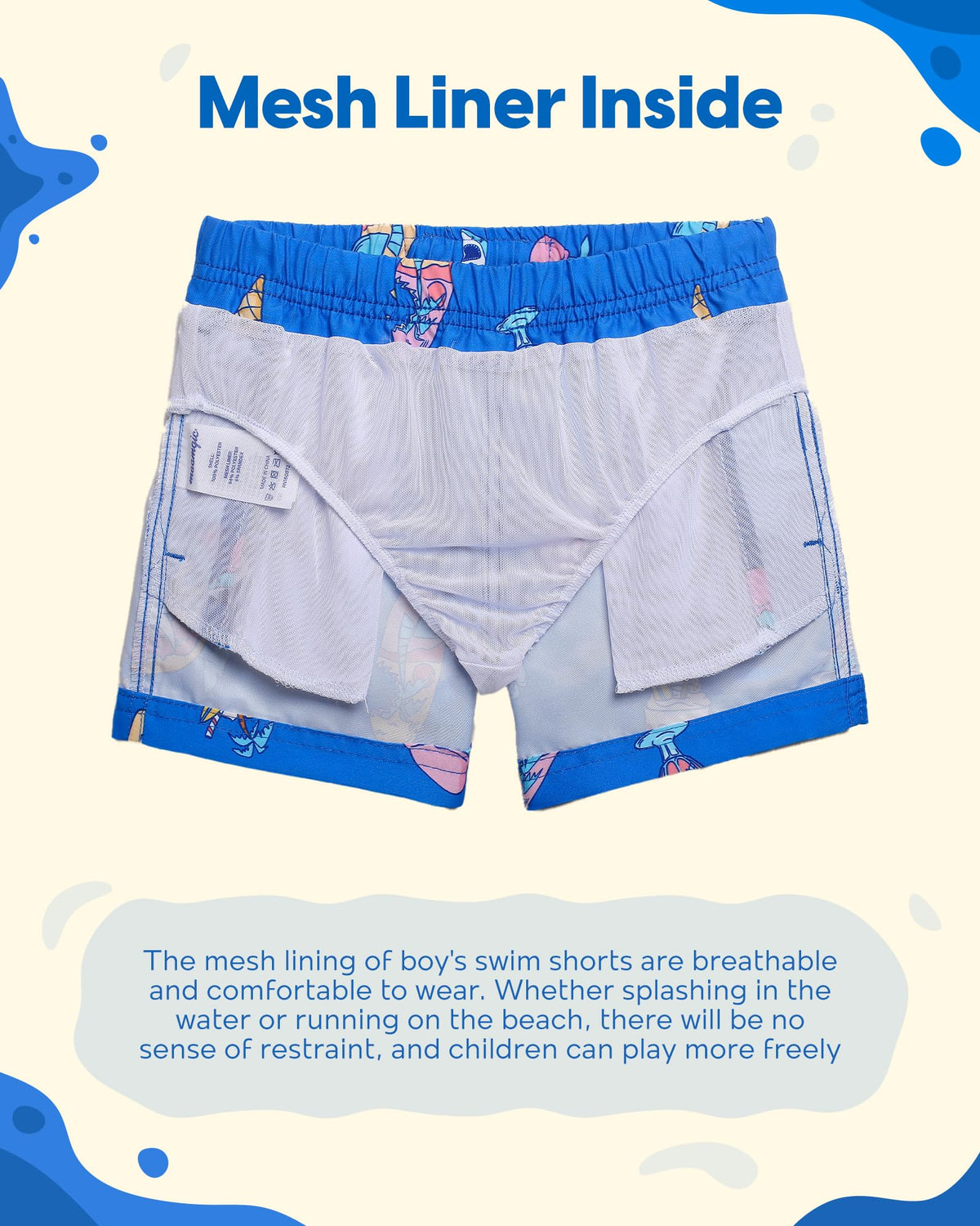 maamgic Boys Swim Trunks Toddler Swim Shorts Little Boys Bathing Suit Swimsuit Toddler Boy Swimwear Ice Cream Blue 10-12 Years