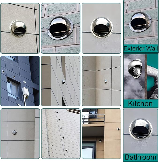 Wall Vent Cover 2"-12" Stainless Steel Round Exhaust Grille Outlet Ventilation