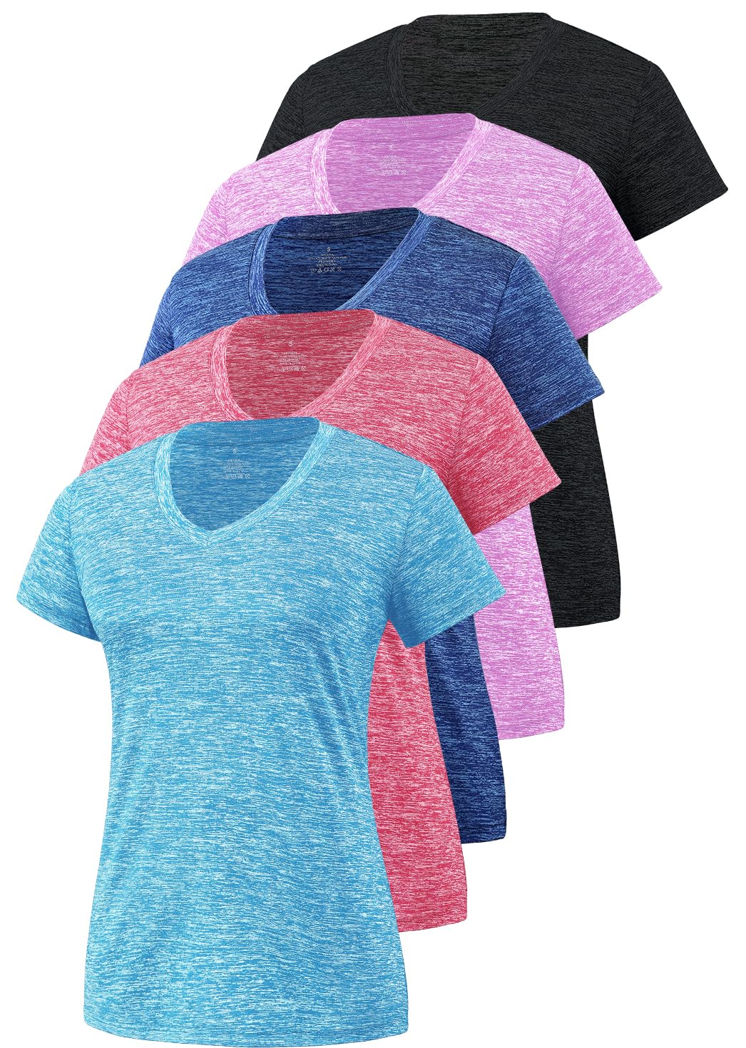 Cosy Pyro Women Short Sleeve V-Neck Athletic T-Shirt Exercise Tees Set 8 S