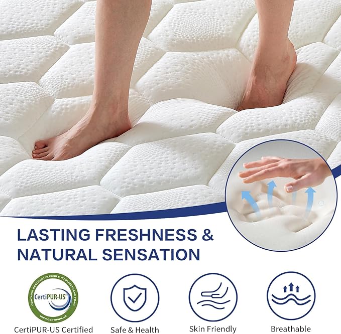 Queen Mattress, Memory Foam Medium Firm Mattress, Fiberglass Free, Certified Safe Foams & Fabric, Mattress in a Box (14 Inch, Queen (U.S. Standard))
