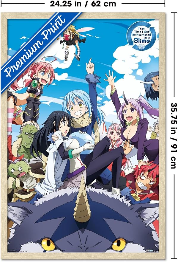 Trends International That Time I Got Reincarnated As A Slime - Group Wall Poster, 34L x 22.4W, Blonde Framed Version