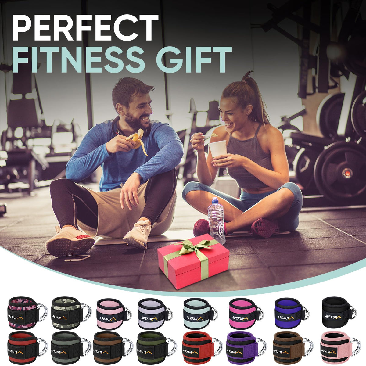 APEXUP Ankle Strap for Cable Machine, Ankle Resistance Bands, Cable Kick Back Straps for Gym, Glute Workouts, Leg Extensions, Adjustable Straps with Neoprene Padding (Pair, Mocha)