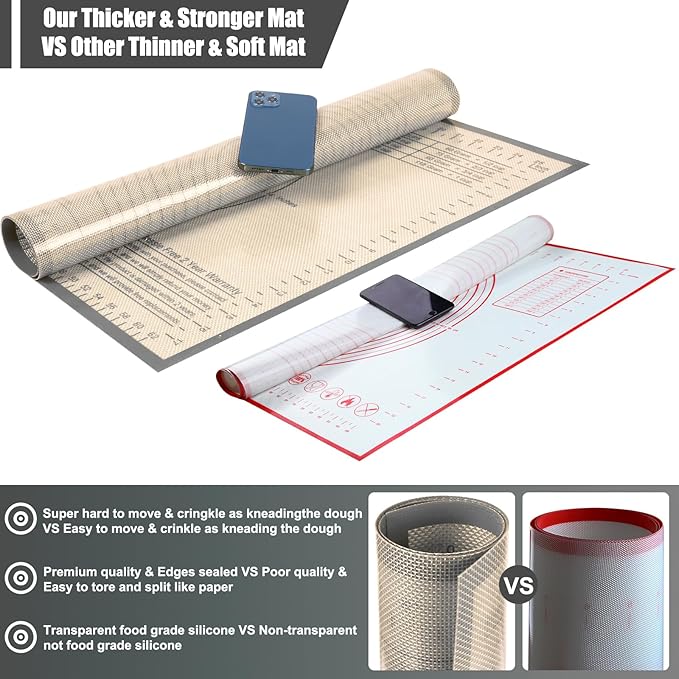 Silicone Pastry Mat 28X20 inch Baking Mat for Rolling Dough
