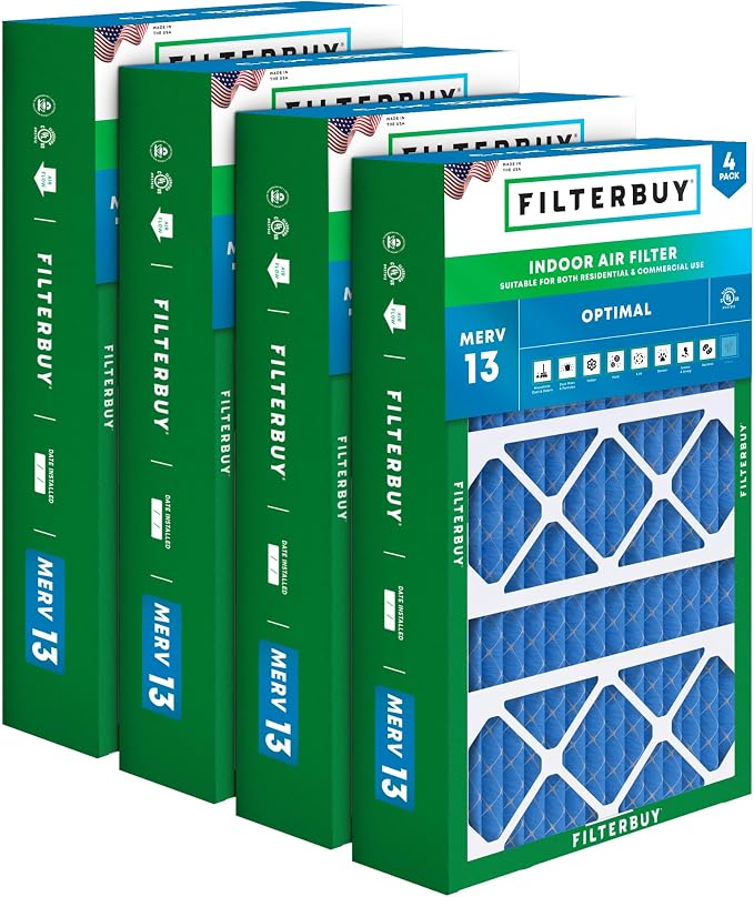 Filterbuy 17x26x4 Air Filter MERV 13 Optimal Smoke & Allergy Defense,