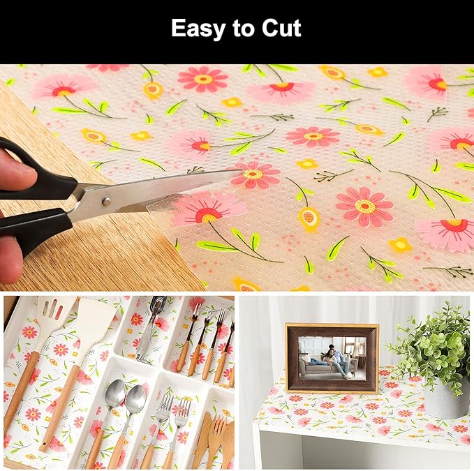 Cooyes Shelf Liner – Premium Non-Adhesive Cabinet & Drawer Liner for Kitchen – Waterproof Shelf Paper with Modern Pattern – Durable EVA Cabinet Mat – Easy to Cut （24" W x 240" L）