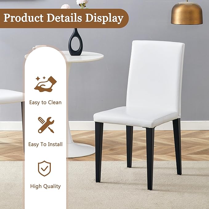 Glass Dining Table Set for 4, 63” Kitchen Table Set for 4, Modern Dining Room Table Set with Upholstered Chairs, Tempered Glass Tabletop with Y Shape Base