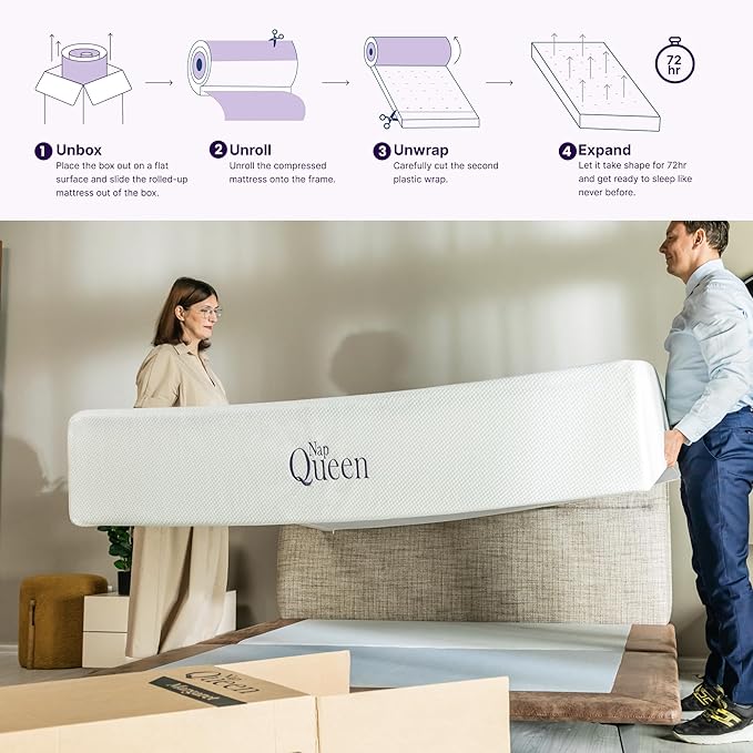 NapQueen 6 Inch Twin Size Mattress, Bamboo Charcoal Memory Foam Mattress, Bed in a Box, White