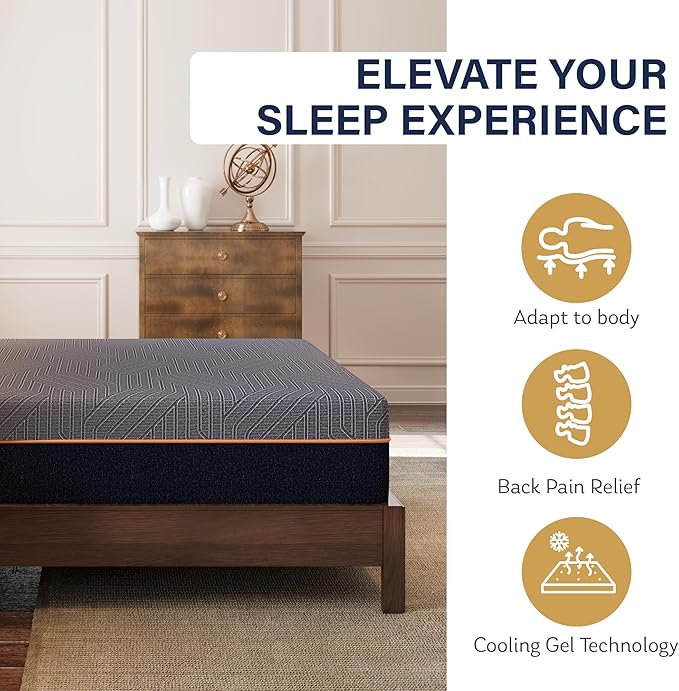 EGOHOME 12 Inch Twin Mattress,Copper Gel Cooling Memory Foam Mattress for Back Pain Relief,Therapeutic Mattress Bed in a Box, Made in USA, CertiPUR-US Certified, 38x75x12 Black