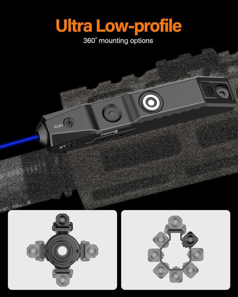TOUGHSOUL Rifle Green Blue Red Laser Sight Compatible with M-Lok Picatinny Rail, Rechargeable Low-Profile Tactical Rifle Laser Sight with Strobe Function