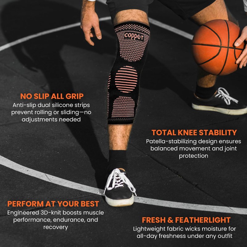 Pro Highlight Sports Copper Knee Braces for Women and Men 2 Pack, Knee Compression Sleeve for Knee Pain, Arthritis, Workout Sports Knee Support for Running, Meniscus Tear, ACL & Arthritis Pain Relief (Copper, Small)