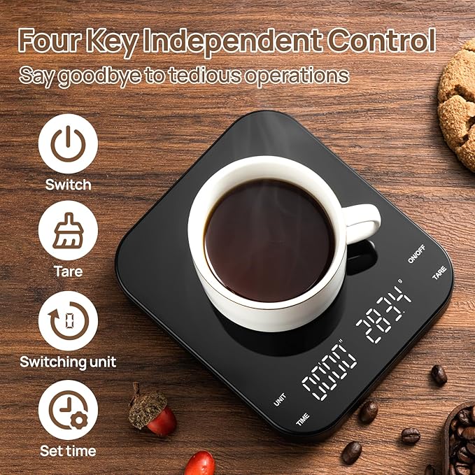 Meilen Mini Espresso Coffee Scale with Timer 0.1g Precise 3kg 6.6lb