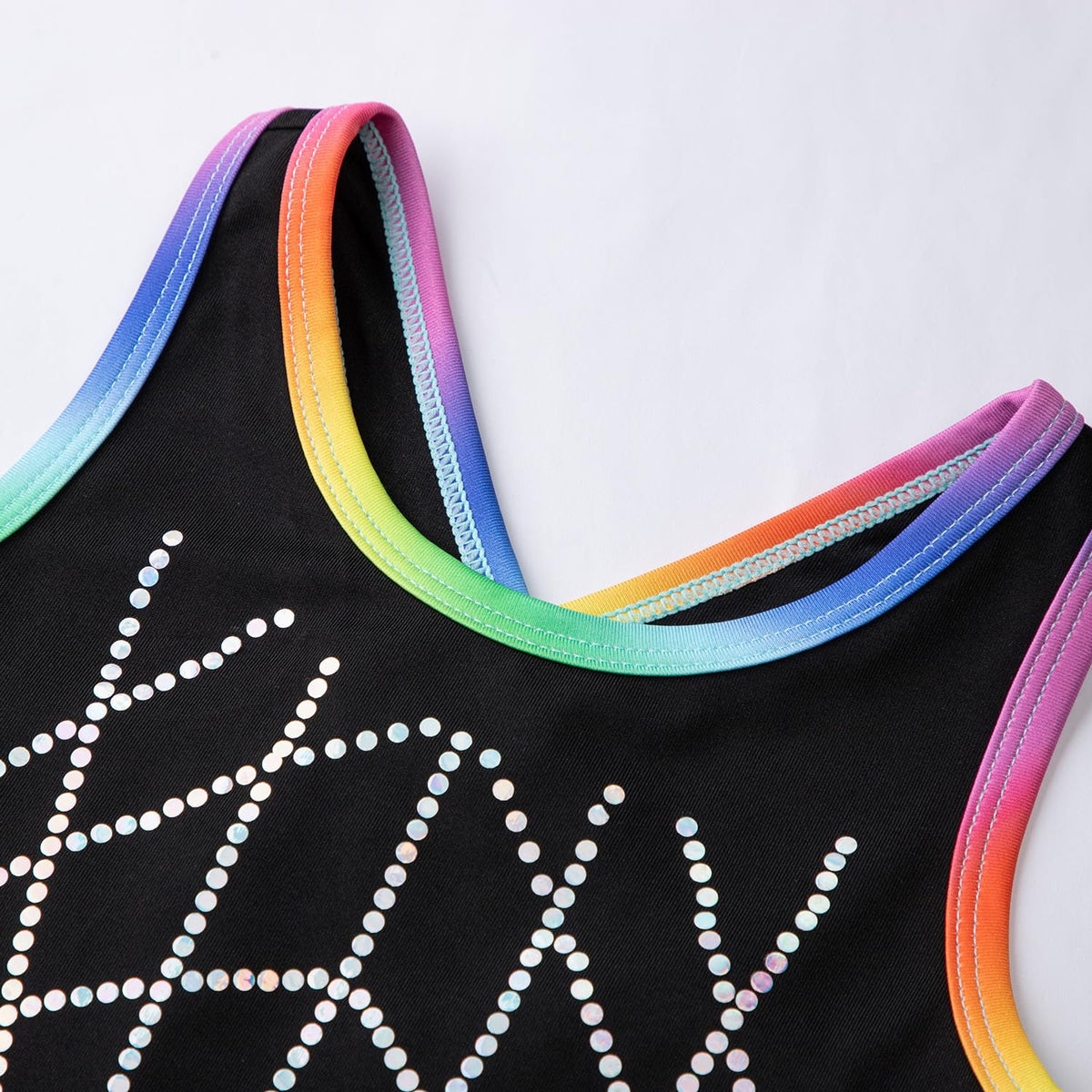 HOZIY Gymnastics Leotards for Girls 8-9 9-10 8-10 Years Black Colorful Rainbow Sequins Biketard Tumbling Outfits Dance Clothes Apparel Sparkly