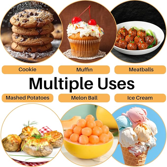 JUNADAEL J Cookie Scoop Set, Cookie Scoops for Baking Set of 3, Cookie Dough Scoop, 1 Tablespoon/ 2 Tablespoon/ 3 Tablespoon, Red/Black/Mint Handle, For Cookie Cupcake Muffin Ice Cream Truffles