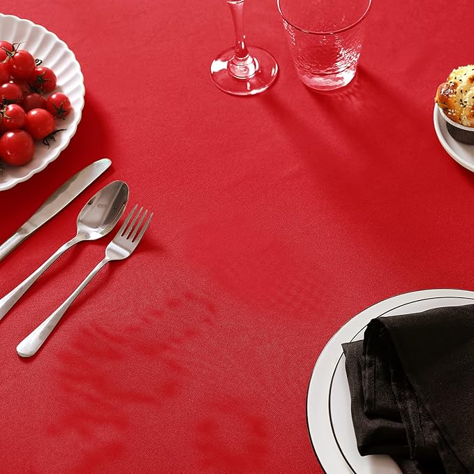 6 Pack Red Tablecloth 90 x 156 Inch Table Cloth for 8 Foot Rectangle Tables, Wrinkle Resistant Washable Polyester Fabric Table Covers for Party, Wedding,Dining,and Banquet