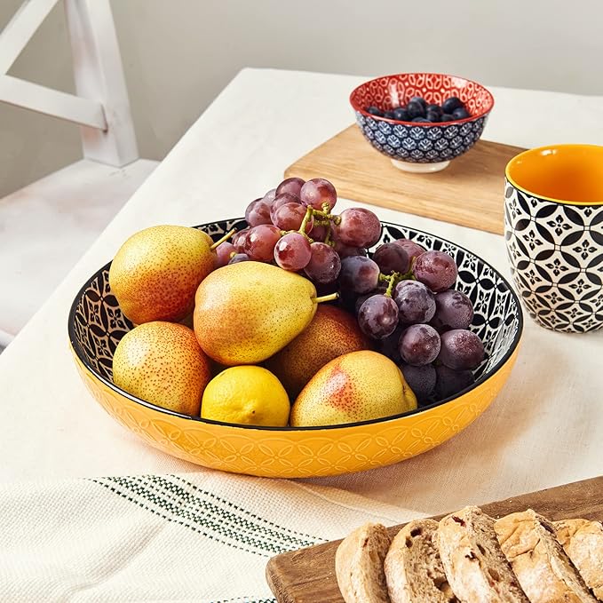 DOWAN Large Serving Bowls, 11.5 Inch Fruit Salad Bowls, Decorative Serving Dishes for Entertaining, 70 OZ Pasta Bowls Set of 2, Vibrant Color Mixing Bowls for Party, Wedding Gifts, Home Kitchen Decor