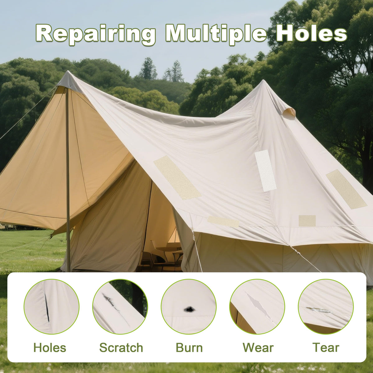 Besezx Canvas Repair Patch,Outdoor Gear Patch, 7.87x5.9 Inches 8PCS,Waterproof Self-Adhesive Fabric Repair Tape for Repairing Boat Covers,Sun Shades,Sofas,Tents,Lounge Chairs,Awnings (Light Grey)